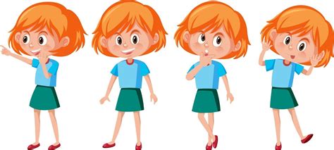 Cartoon character of a girl with different poses 2871109 Vector Art at ...