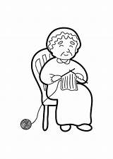 Grandmother Knitting Coloring Pages  Color Luna pages sketch template