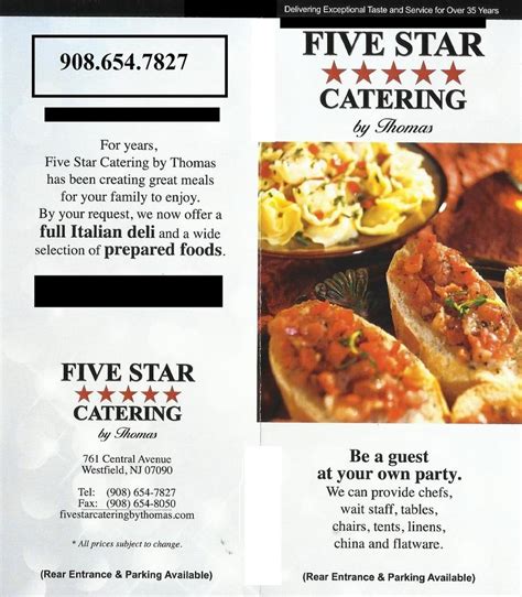 Five Star Catering Menu