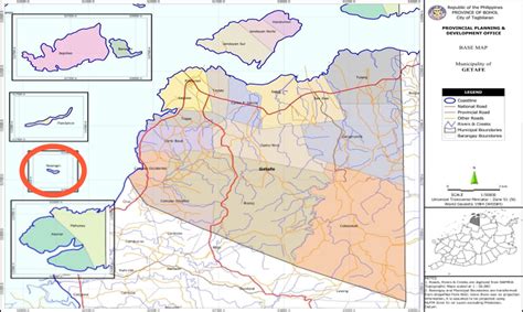 Geographical Map of Getafe, Bohol showing the location of encircled... | Download Scientific Diagram