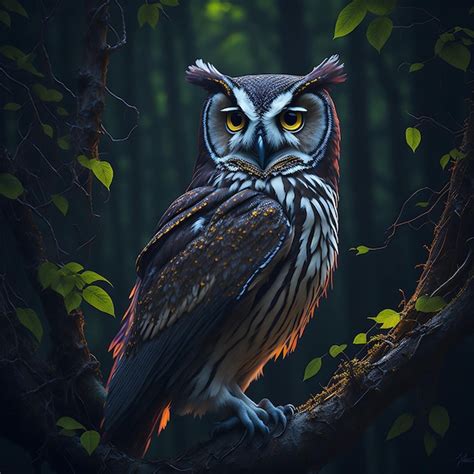 Premium AI Image | Owl in the forest vibrant colors AI generated