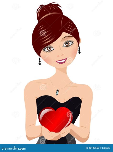 Elegant Lady Offering Her Love Stock Vector - Illustration of dress ...