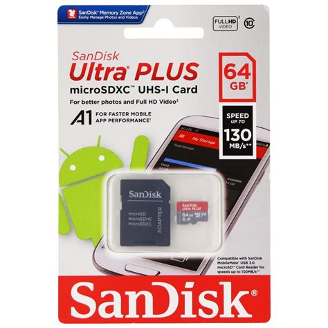 SanDisk Ultra Plus microSDXC UHS-1 Card with Adapter - (64GB / 130MB/s) | Walmart Canada