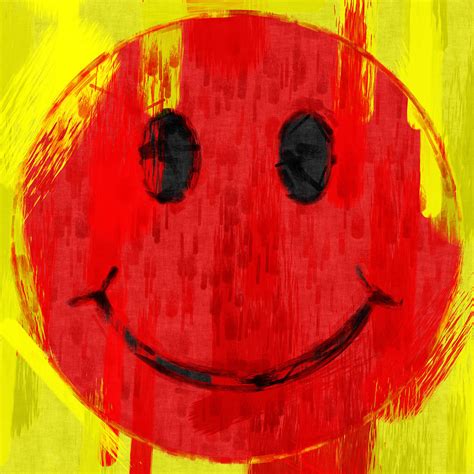 Red Smiley Face Abstract Digital Art by David G Paul