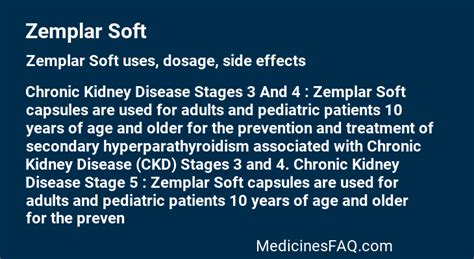 Zemplar Soft : Uses, Dosage, Side Effects, FAQ - MedicinesFAQ