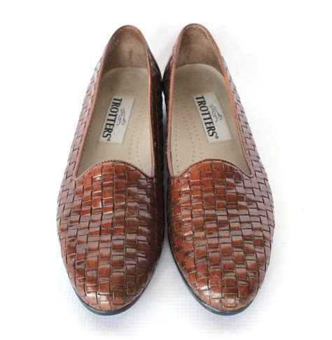 Vintage 80s Warm Brown Woven Leather Flats // Women's Flat | Etsy ...