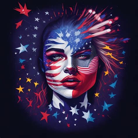 Premium Photo | Face paint with american flag independence day