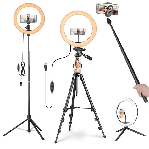 Yescom Novelty 12" LED Ring Light Stand Kit USB Dimmable 3000-5800K for Live Stream Makeup Video ...