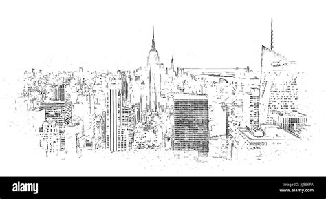 New York City skyline with skyscrapers, pencil drawing Stock Photo - Alamy