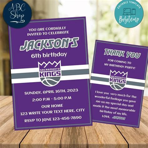 Sacramento Kings Party Invitations Instant Download | Bobotemp