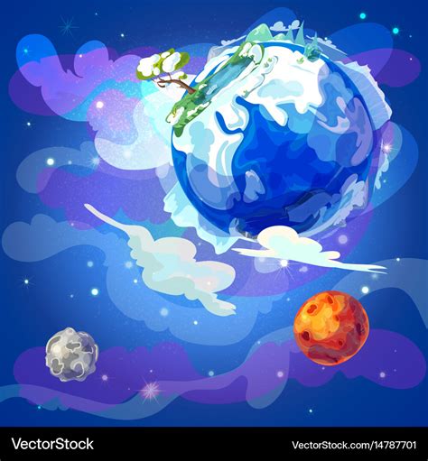 Cartoon earth planet in space template Royalty Free Vector