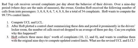 Solved Red Top cab receives several complaints per day about | Chegg.com