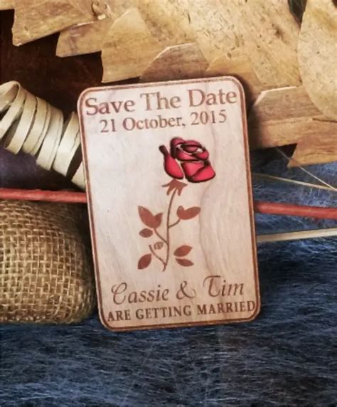 Wood Save The Date Magnets / Engraved Personalized Wooden magnets / Laser Cut Rustic Handmade ...