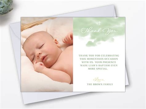 Baptism Thank You Card Template, INSTANT DOWNLOAD, Printable ...