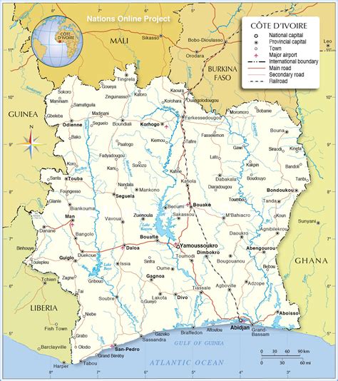 Political Map of Côte d'Ivoire (Ivory Coast) - Nations Online Project