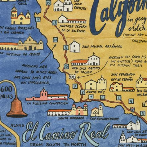 California Missions Map sketch print – Chandler O'Leary