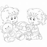 Girls Playing Coloring Page Pages sketch template
