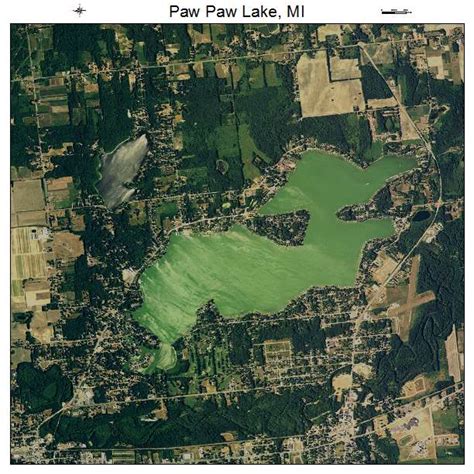 Aerial Photography Map of Paw Paw Lake, MI Michigan