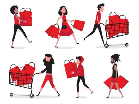 Shopping people set 1267303 Vector Art at Vecteezy