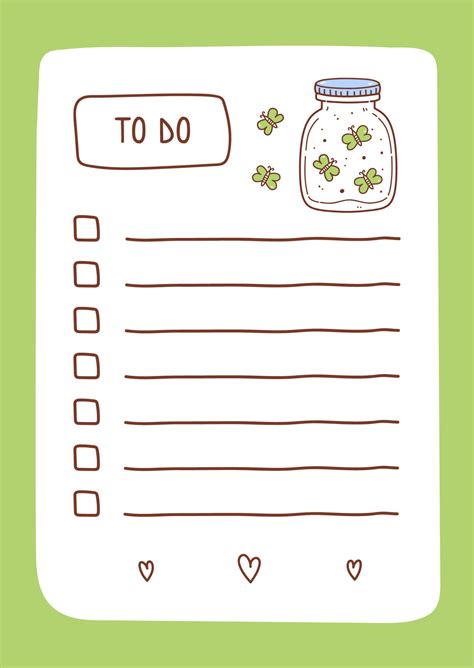 To do list template decorated by jar with butterflies. Cute design of ...