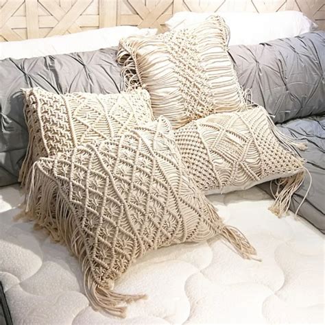 45*45cm 100% Cotton Linen Macrame Hand woven Cotton Thread Pillow Covers Geometry Bohemia ...