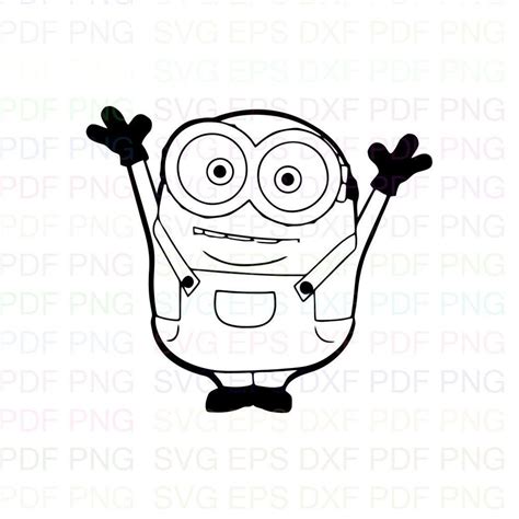 Happy_minion_minions_birthday Outline Svg Dxf Eps Pdf Png - Etsy