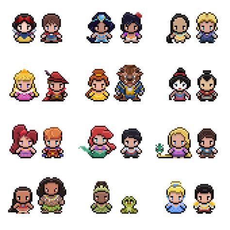 Disney Princesses in Pixel Art by PixelNebula on DeviantArt Fuse Bead Patterns, Pixel Art ...