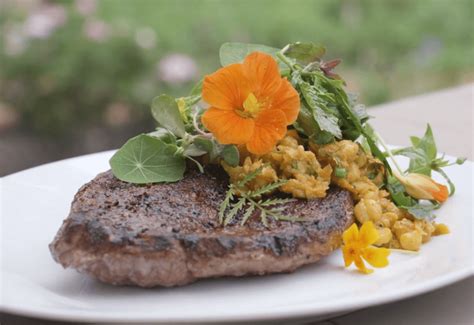 Grilled Lamb or Goat Leg Steak With Marinated Chickpeas & Watercress