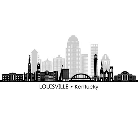 LOUISVILLE Kentucky USA SKYLINE City Outline Silhouette Vector | Etsy