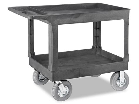 Uline Utility Cart with Pneumatic Wheels - 45 x 25 x 37", Black H ...