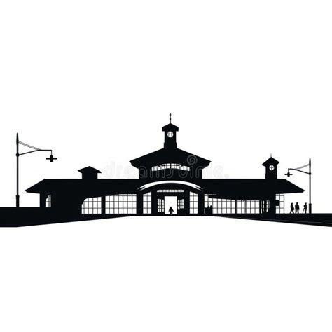 Minimalistic Black and White Train Station Silhouette Art Stock ...