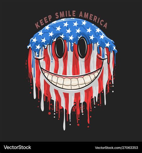 America usa flag smile emoticon emoji artwork Vector Image