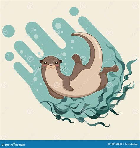 Cute Otter Cartoon Character Vector Illustration Stock Vector - Illustration of aquatic ...