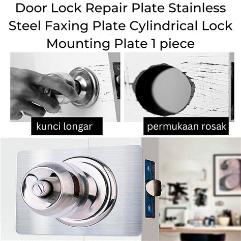 Door Lock Repair Plate Stainless Steel Faxing Plate 1.28mm Cylindrical Lock Mounting Plate 1 ...