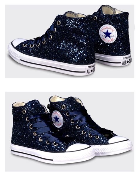 Women's Sparkly Glitter Converse All Stars High Top - Navy Blue | Glitter converse, Wedding ...