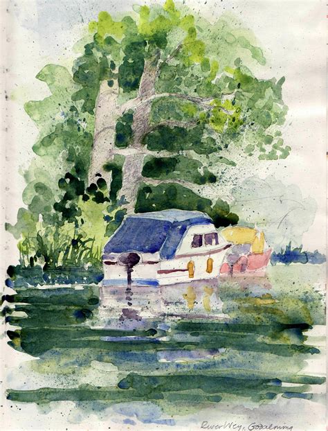 On the River – Watercolour – Chris Alder