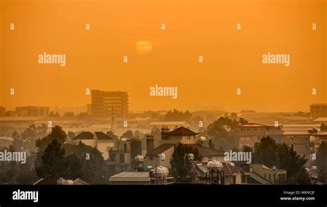 Sunrise over the African city of Addis Ababa, Ethiopia Stock Photo - Alamy