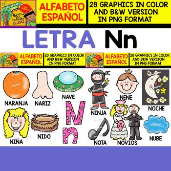 Spanish Alphabet Clipart Set - Letter N - 28 Items by Ready to Teach Clips