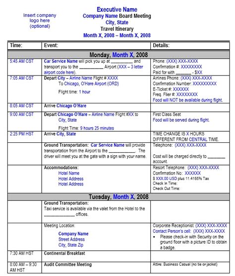 8 Free Travel Itinerary Templates in MS Word and MS Excel