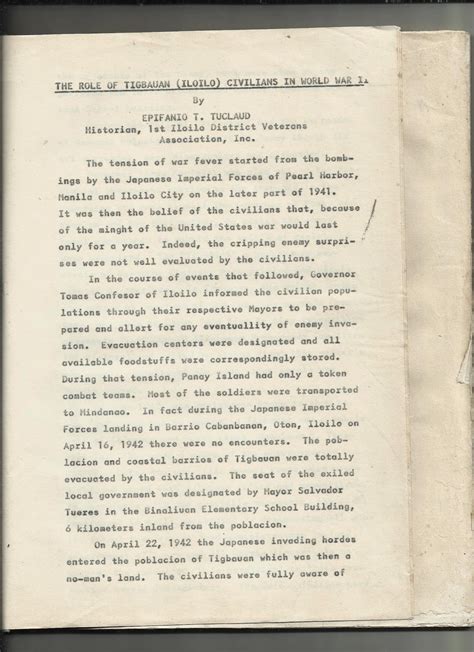 History of Tigbauan: THE ROLE OF TIGBAUAN (ILOILO) CIVILIANS IN WORLD ...