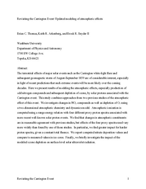 (PDF) Revisiting the Carrington Event: Updated modeling of atmospheric ...