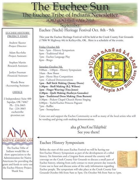 Newsletter - Euchee (Yuchi) Tribe of Indians