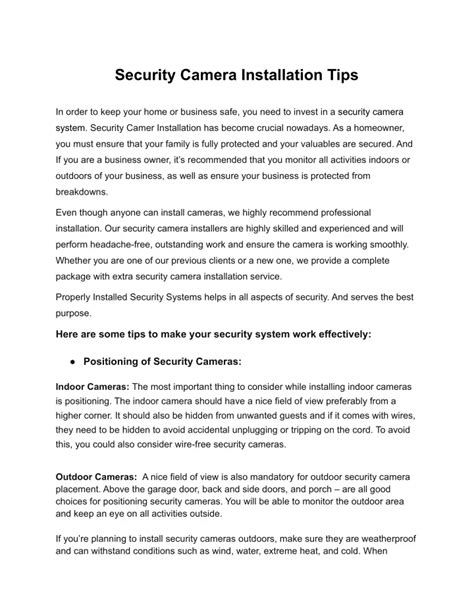 PPT - Security Camera Installation Tips PowerPoint Presentation, free ...