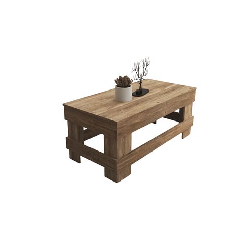 Wood Farmhouse Coffee Table Rectangular Rustic Living Room Furniture ...