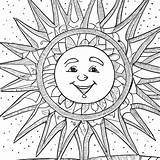 Highly Detailed Coloring Page Of The Sun · Creative Fabrica sketch template