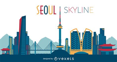 Seoul skyline silhouette - Vector download