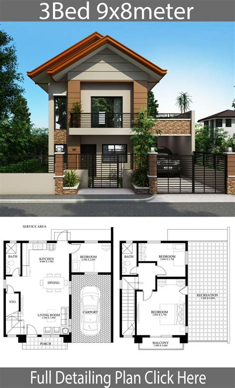 Perfect Low Cost Housing Simple House Design Plans 3D 3 Bedrooms ...