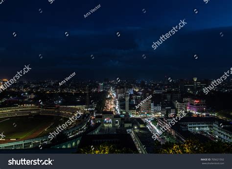 Night Skyline Aerial View Skyscrapers Dhaka Stock Photo 705621592 ...