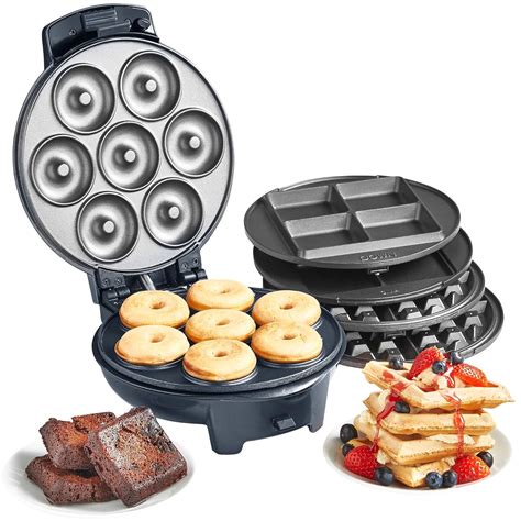 VonShef 3-in-1 Waffle Maker, Brownie & Doughnut Maker | Removable Non ...