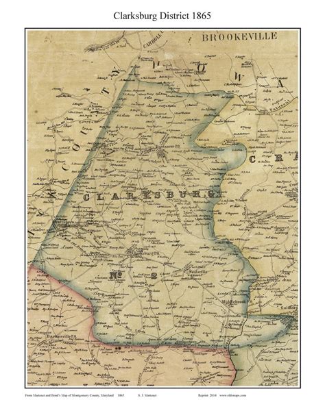 2nd District - Clarksburg, Maryland 1865 Old Town Map Custom Print - Montgomery Co. - OLD MAPS